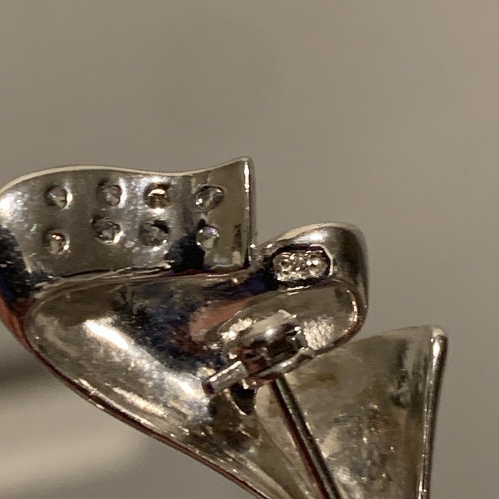 Sterling Silver & Pearls & Diamonds Brooch - Picture 4 of 5